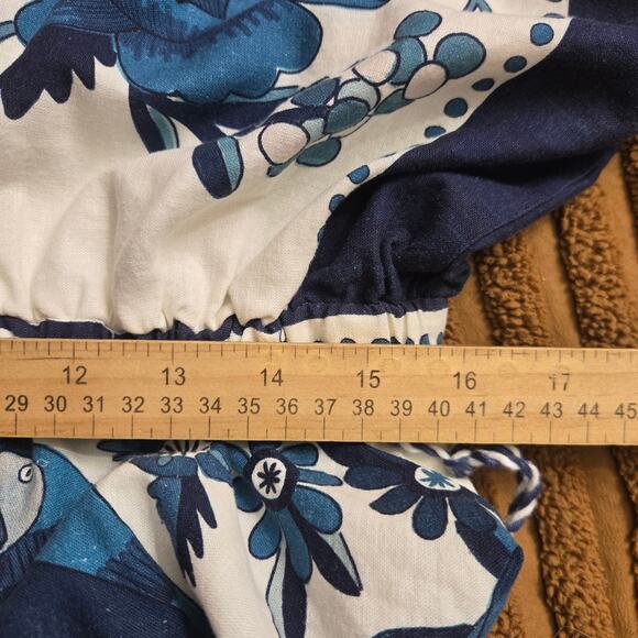 Farm Rio Tropical Tiles Mini Dress M Beaded Tassels Beachy Boho Cottage Hippie - Picture 11 of 12